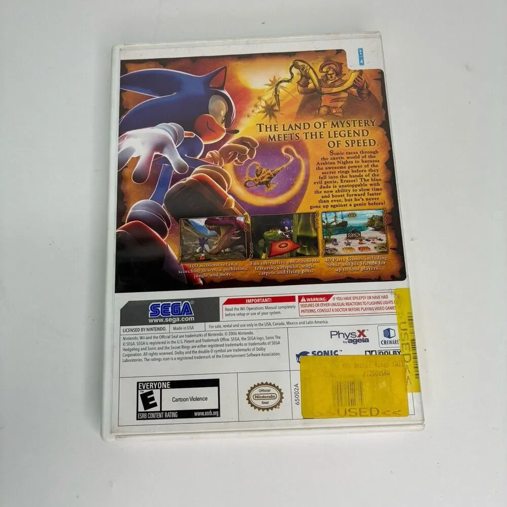 Sonic and the Secret Rings Nintendo Wii Complete with Manual